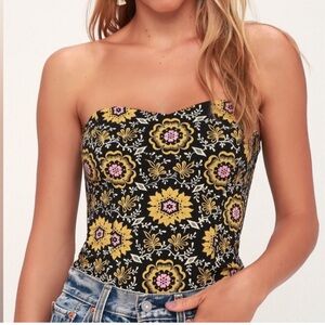 FREE PEOPLE INTIMATELY Daisy chain floral strapless top ties in back medium